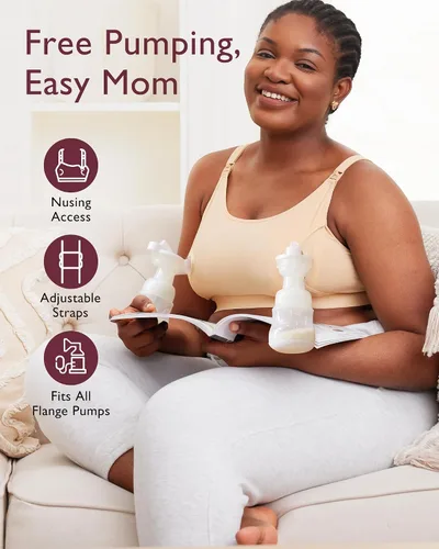 Vista 20 de Momcozy - Brasier para extracción de leche y lactancia, manos libres, ajustable, brasier todo en uno
