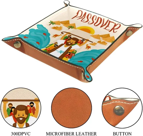 Vista 3 de Bandeja de valet, organizador de bandejas, caja de almacenamiento para relojes, joyas, monedas, llave, caricaturas, feliz pascua