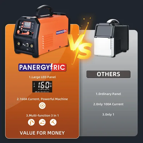 Vista 5 de Soldador MIG de 160A, 110V/220V Voltaje Dual 3 en 1 Soldador de Núcleo Fundente Soldador MIG sin Gas/TIG con Elevación/Electrodo Pantalla Digital