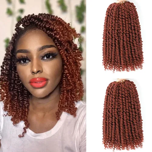 Vista 12 de Cabello Corto PassionTwist de 8 Pulgadas Cabello Pre-retorcido Passion Twists Cabello de Ganchillo Pre-enrollado Cabello Rizado de Ganchillo para 1b