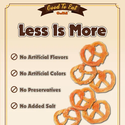 Vista 4 de Gootoe - Tendones de pavo para perros, masticables naturales, pretzel