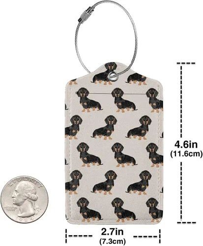 Vista 4 de Cute Wiener Dog Doxie Dachshund - Etiqueta de equipaje para mujeres, hombres y niñas, de viaje de piel sintética, etiqueta de identificación