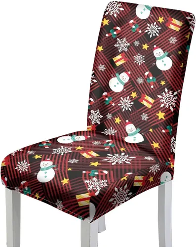 Vista 15 de HUGS IDEA Juego de 2 fundas para sillas de comedor con campanas de Navidad, lavables, fundas elásticas para sillas Parsons, fundas protectoras