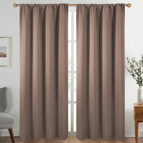 Vista 11 de Diraysid Cortinas opacas beige para dormitorio y sala de estar, cortinas con aislamiento térmico para oscurecer la habitación, 42 x 63 pulgadas, 2