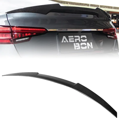 Vista 9 de Alerón de maletero de fibra de carbono real para Audi A4 S4 B9 Sedan 2017-2024 Estilo H (patada alta), se adapta a todos los sedanes B9 A4 y S4