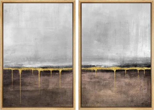 Vista 152 de MUDECOR Lienzo enmarcado para pared, bosque brumoso, reflejos, paisaje tranquilo, ilustraciones modernas, arte decorativo, bohemio, tranquilo/zen
