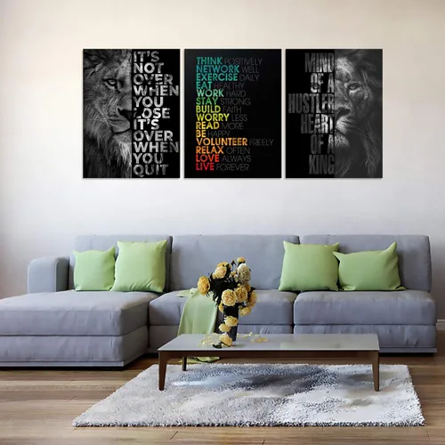 Vista 3 de Arte de pared motivacional para oficina, lienzo inspirador, arte de pared, póster de ajetreo, impresión de cita de empresario, pintura de pared, 3