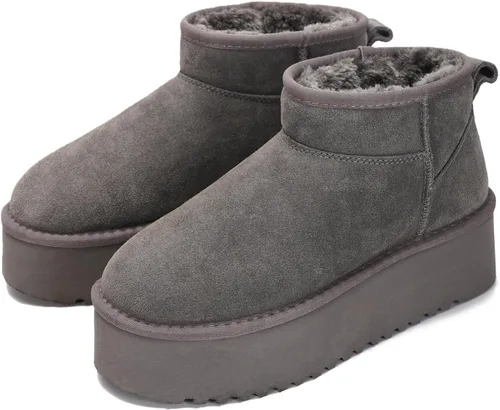 Vista 13 de Project Cloud - Botines de piel 100% auténtica para mujer, botas de plataforma Castaño
