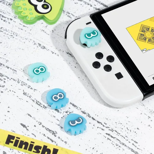 Vista 9 de Joycon Thumb Grip Caps Compatible with Splatoon Nintendo Switch, Soft Silicone Joystick Cover for Nintendo SwitchOLEDLite Controller, 4PCS - Squid &