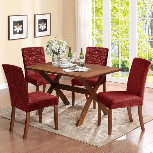 Vista 7 de Juego de 2 fundas para sillas de comedor, fundas elásticas para sillas de comedor, extraíbles y lavables, para el hogar, cocina, banquete, ceremonia