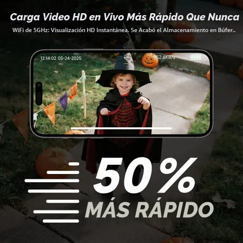 Vista 4 de Rraycom Paquete de 2 cámaras de seguridad solar 5G inalámbricas para exteriores, cámara de 2K con batería y panel solar, alarma de sirena, visión