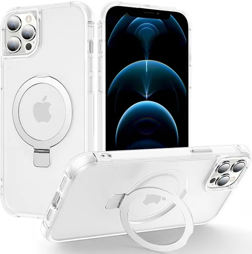 Vista 100 de CHAOFEnG Funda magnética compatible con iPhone 11 con soporte, prueba de caídas de grado militar, compatible con imán, anillo translúcido, parte