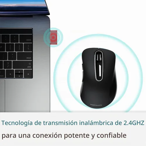 Vista 2 de memzuoix Ratón inalámbrico de 2.4G, mouse de computadora de 1400 DPI con receptor USB, ratones USB inalámbricos portátiles a batería para laptop