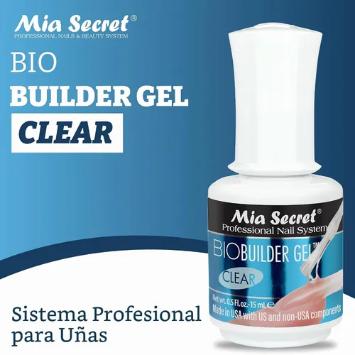 Vista 2 de Mia Secret Gel transparente para esculpir uñas con brocha, 0.5 onzas, gel constructor transparente en una botella para extensiones de uñas y uñas