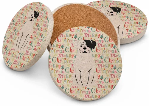 Vista 144 de Abyssinian Sand Terrier Merry Christmas - Posavasos grandes de piedra arenisca (4 unidades)