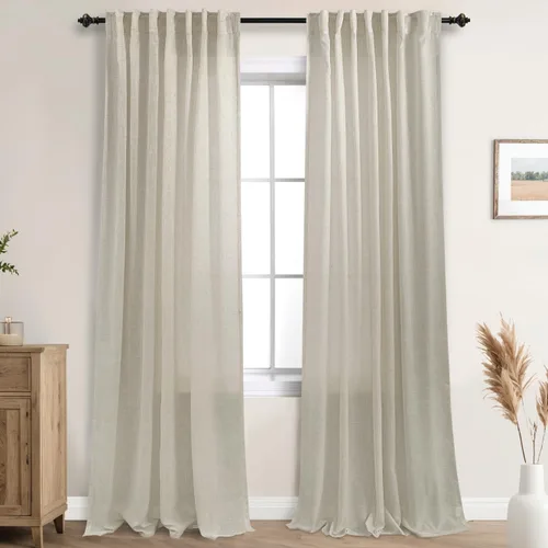 Vista 75 de Mrs.Naturall Cortinas negras de 45 pulgadas de largo, cortinas cortas de lino transparente para privacidad para cocina, dormitorio, ventanas