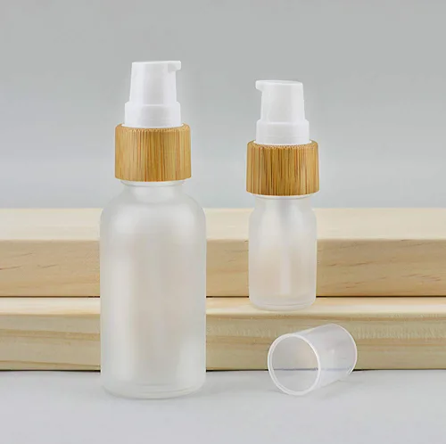 Vista 4 de 4 botellas de loción de vidrio esmerilado, botellas de bomba de viaje, dispensador de crema cosmética, botella dispensadora para loción, mezclas