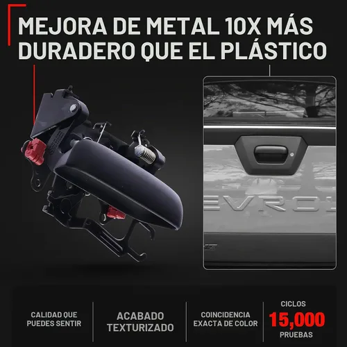 Vista 2 de T1A Conjunto de manija para portón trasero, metal mejorado, compatible con Chevrolet Avalanche 1500 2002-2006, Avalanche 2500 02-06, negro