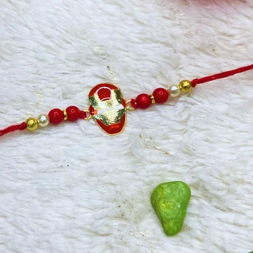 Vista 6 de AKRITSANS Iron Man Rakhi para hermano Marvel Rakhi hilo para Bhai Bhabhi Bhaiya y Bhatiji Veera Pulsera Raksha Bandhan Rakhi para hermano, hermana