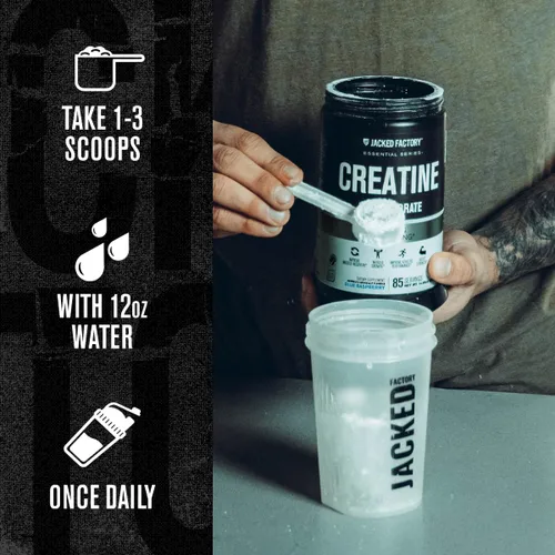 Vista 6 de Jacked Factory Monohidrato de creatina en polvo de 15 oz – Suplemento diario de creatina de 0.18 oz para hombres y mujeres, apto para veganos
