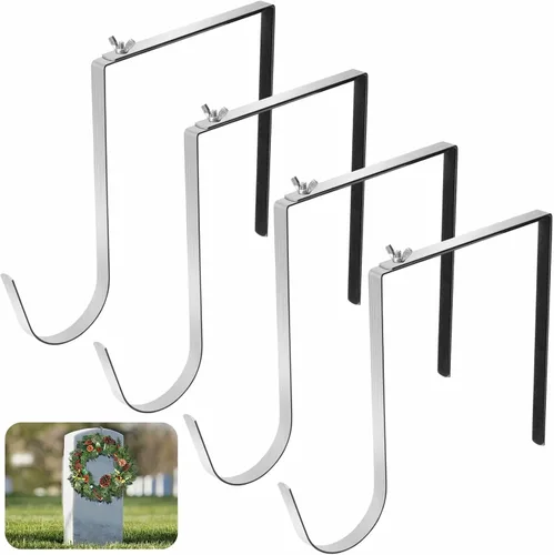 Vista 9 de Colgador de Corona de Lápida de Navidad- Se Ajusta 6"-11" Soporte Ajustable para Corona de Lápida de Cementerio- Soporte de Corona de Lápida