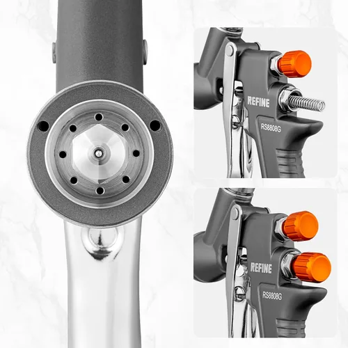 Vista 7 de Pistola de pulverización de aire REFINE, pistola de pintura automotriz con boquilla de 1.4/1.8/2.0mm, pistola de pulverización automotriz