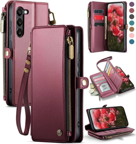 Vista 10 de Defencase Funda Cartera Magnética para Samsung Galaxy S23+/ S23 Plus Compatible con Magsafe con Bloqueo RFID, Cremallera y Portarjetas, Funda