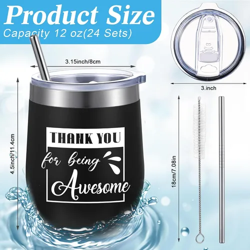 Vista 2 de Sieral Regalos de Agradecimiento "Thank You for Being Awesome" Vaso de Vino Aislado para Empleados Regalos de Apreciación para Mujeres, Hombres