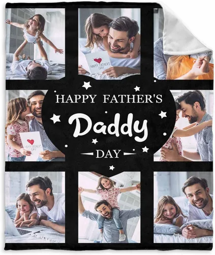 Vista 14 de InterestPrint Manta personalizada para papá de parte de hija e hijo, manta de cama personalizada con el texto "Best Dad Ever" con Love You Daddy, 7