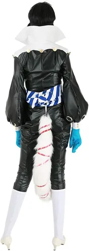 Vista 3 de miccostumes Disfraz de zorro para hombre, body negro con cola y guantes