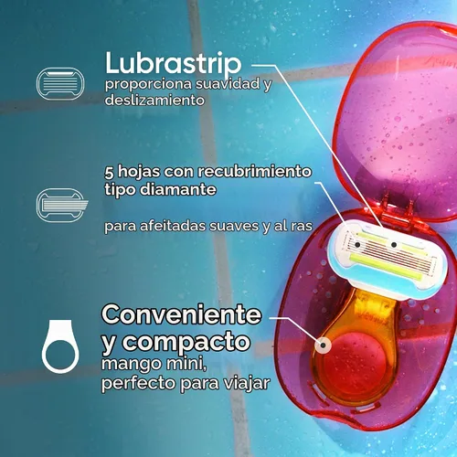 Vista 2 de Gillette Venus Kit de maquinilla de afeitar de viaje extra suave para mujer, mini mango + repuesto + funda, regalos de vacaciones para mujeres
