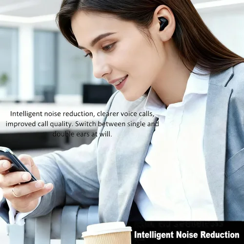 Vista 7 de Auriculares intrauditivos inalámbricos Bluetooth para dormir, mini auriculares invisibles con pantalla digital LED, funda de carga, adecuados