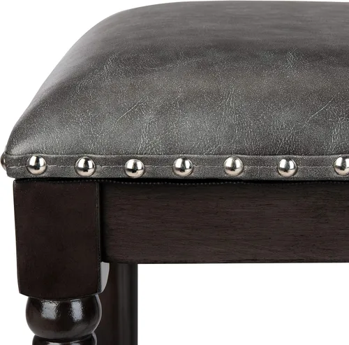 Vista 4 de Safavieh Couture Home Collection Preston - Taburete de bar de piel sintética gris y nogal gris de 30 pulgadas (juego de 2)