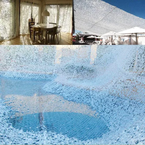 Vista 3 de Red de camuflaje de nieve de una sola capa, color blanco para restaurante de jardín, fotografía de fondo temático, decoración de fiestas