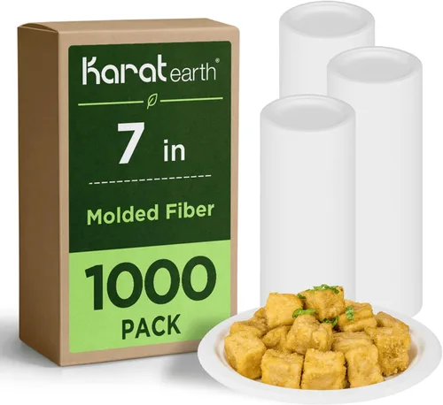 Vista 9 de Karat Earth Platos de papel desechables compostables de 6 pulgadas, paquete de 1000