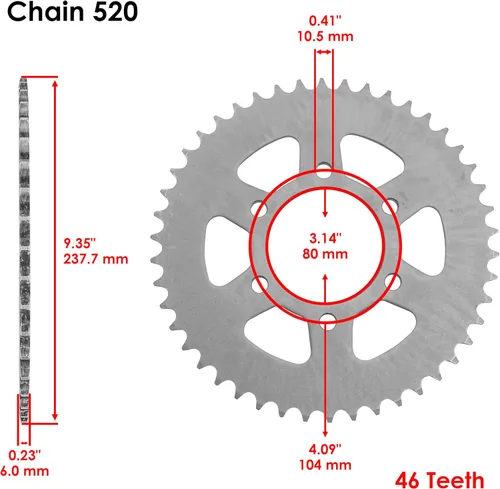 Vista 2 de Caltric Piñón de cadena de rueda trasera compatible con Kawasaki 650 Versys KLE650 2008-2022 46 dientes
