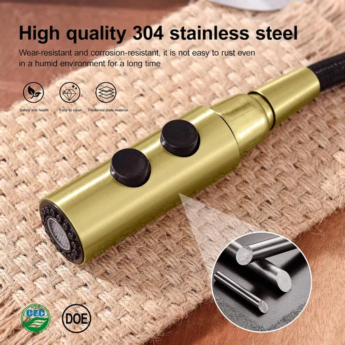 Vista 5 de TIORIY Cabezal de repuesto de metal para grifo de cocina, cabezal rociador desplegable con 15 adaptadores para grifo de cocina, boquilla rociadora