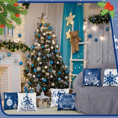 Vista 5 de Tatuo 6 fundas de almohada navideñas fundas de cojín decoración funda de almohada navideña decoración navideña funda de almohada decorativa