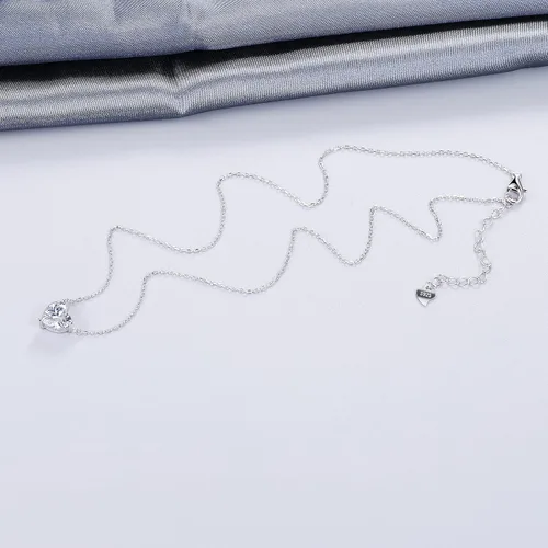 Vista 5 de Bo&Pao Collar de plata de ley 925 con circonita cúbica, 18 pulgadas, ajustable, Circonia cúbica
