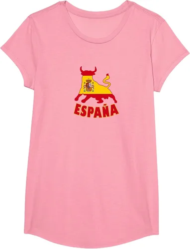 Vista 16 de Spain Espana with Bull and National Flag/Present T-Shirt Asphalt Grey
