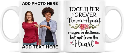 Vista 23 de Taza de café con texto en inglés "Because Of You I Laugh", regalo para mujeres, mejores amigas, mejores amigas, tazas personalizadas de amistad
