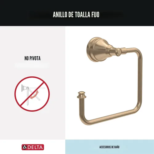 Vista 2 de Delta Mylan MYN64-CZ - Juego de 4 toallas de baño de bronce champán de 18 pulgadas, soporte para papel higiénico, soporte para toallas de mano
