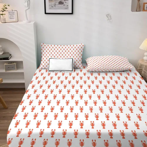 Vista 3 de Juego de sábanas de langosta tamaño individual, sábanas de microfibra suave, bolsillo profundo, sábanas y fundas de almohada estampadas sin arrugas