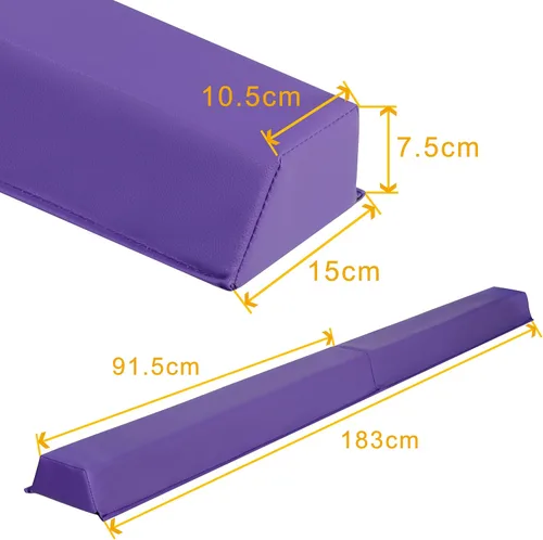 Vista 6 de Haz de equilibrio de 6 pies/9 pies para niños, haz de gimnasia plegable para el hogar, equipo de gimnasia plegable para niños y adultos, base