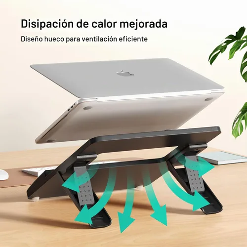Vista 6 de AFOOYO Soporte ajustable de bambú para laptop, elevador de computadora portátil, soporte ergonómico para portátil con reposamuñecas, compatible