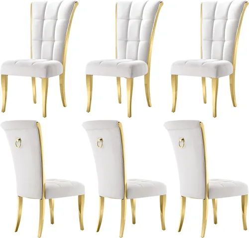 Vista 25 de ACEDÉCOR Sillas de comedor modernas de terciopelo negro y dorado, juego