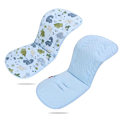 Vista 8 de Cojín para cochecito de bebé, suave Minky punteado e impreso, reversible, universal, transpirable y suave, inserto de asiento de automóvil infantil