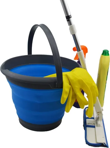 Vista 5 de SAMMART Cubo de plástico plegable de 8,5 L (2,2 galones) - Tina redonda plegable - Cubo de agua portátil para pesca - Maceta al aire libre que Azul