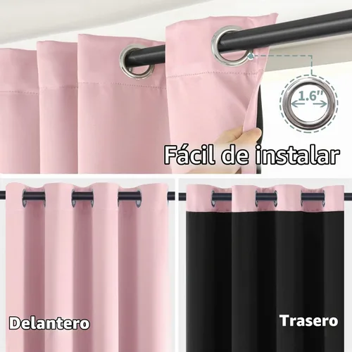 Vista 6 de BGment Cortinas 100% opacas para dormitorio de bebé, 63 pulgadas de largo, 2 paneles de cortinas de ventana con aislamiento térmico y ojales