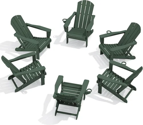 Vista 24 de SERWALL Silla Adirondack plegable ajustable con portavasos reclinable